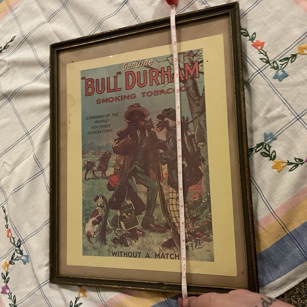 Vintage Bull Durham Smoking Tobacco 18.5"x13.5" Poster Sign Black Americana - Picture 6 of 6